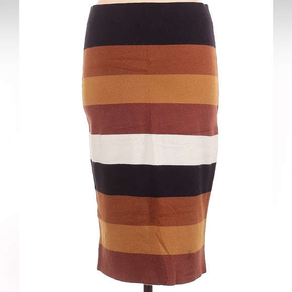 Express High Waisted Knit Sweater Midi Skirt Stripes Women’s Size Medium M - Picture 2 of 7